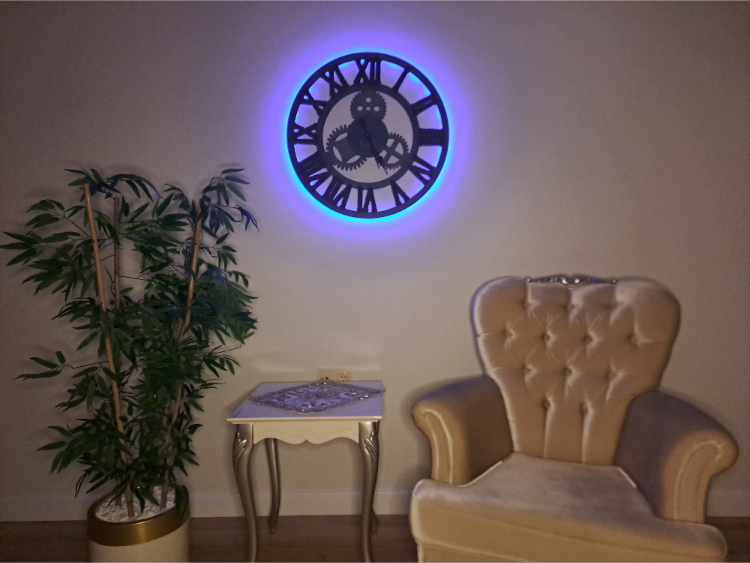 Handcrafted Steel Blue Industrial Wall Clock with Iron Shaving Roman Numerals – 27.6 Inches (Limited Edition)