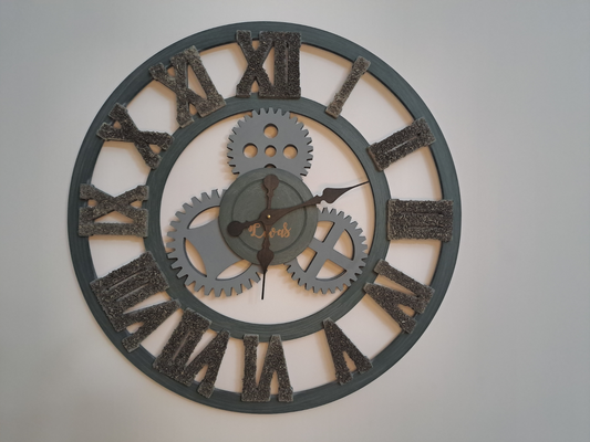Handcrafted Sage Green Industrial Wall Clock with Iron Shaving Roman Numerals – 27.6 Inches (Limited Edition)