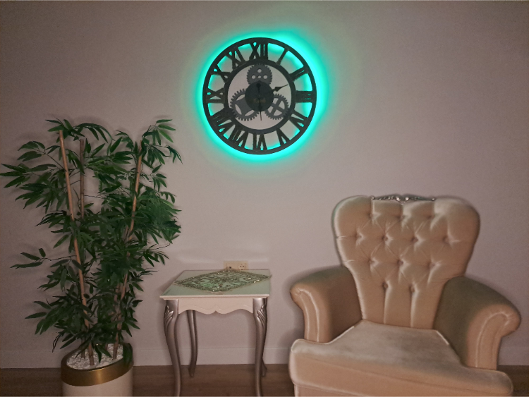 Handcrafted Sage Green Industrial Wall Clock with Iron Shaving Roman Numerals – 27.6 Inches (Limited Edition)