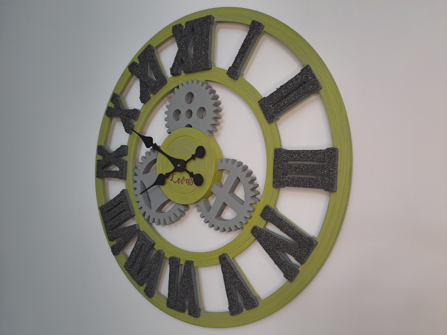 Handcrafted Pistachio Green Industrial Wall Clock with Iron Shaving Roman Numerals – 27.6 Inches (Limited Edition)